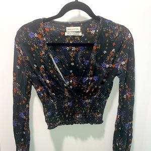 Long sleeve ruffled Urban outfitters cropped long sleeve